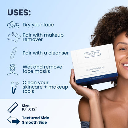 Clean Skin Club Clean Towels XL, Biodegradable Dermatologist Approved CLEAN SKIN CLUBBuy Supplements Australia