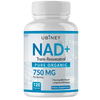 Ubiney NAD+ 750mg with Trans-Resveratrol – Pure Organic Nicotinamide Adenine Dinucleotide Supplement – DNA Repair, Cellular Energy, Anti-Aging Support – 120 Vegan Capsules, Non-GMO, Gluten-Free UbineyBuy Supplements Australia