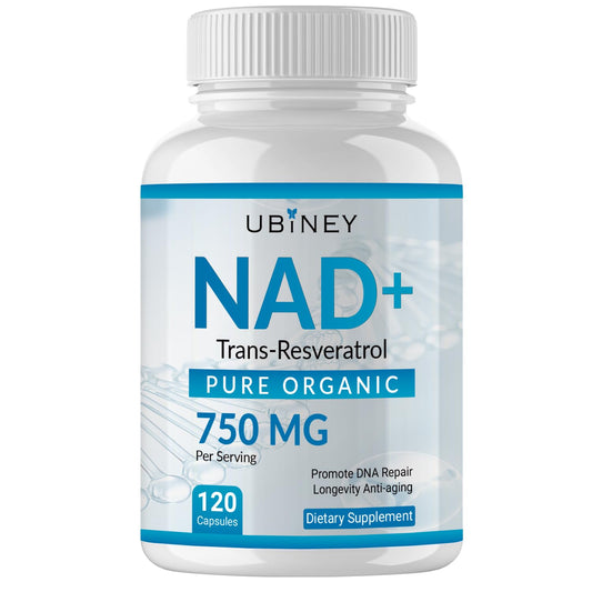 Ubiney NAD+ 750mg with Trans-Resveratrol – Pure Organic Nicotinamide Adenine Dinucleotide Supplement – DNA Repair, Cellular Energy, Anti-Aging Support – 120 Vegan Capsules, Non-GMO, Gluten-Free UbineyBuy Supplements Australia
