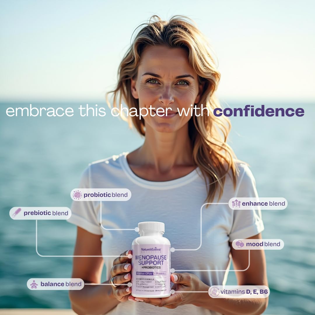 Complete Menopause Supplement for Women – Supports Hormone Balance, Hot Flashes, Night Sweats & Mood – with DIM, Black Cohosh, Dong Quai, Chasteberry, Pre & Probiotics – 90 Capsules – Made in USA Nature's EverestBuy Supplements Australia