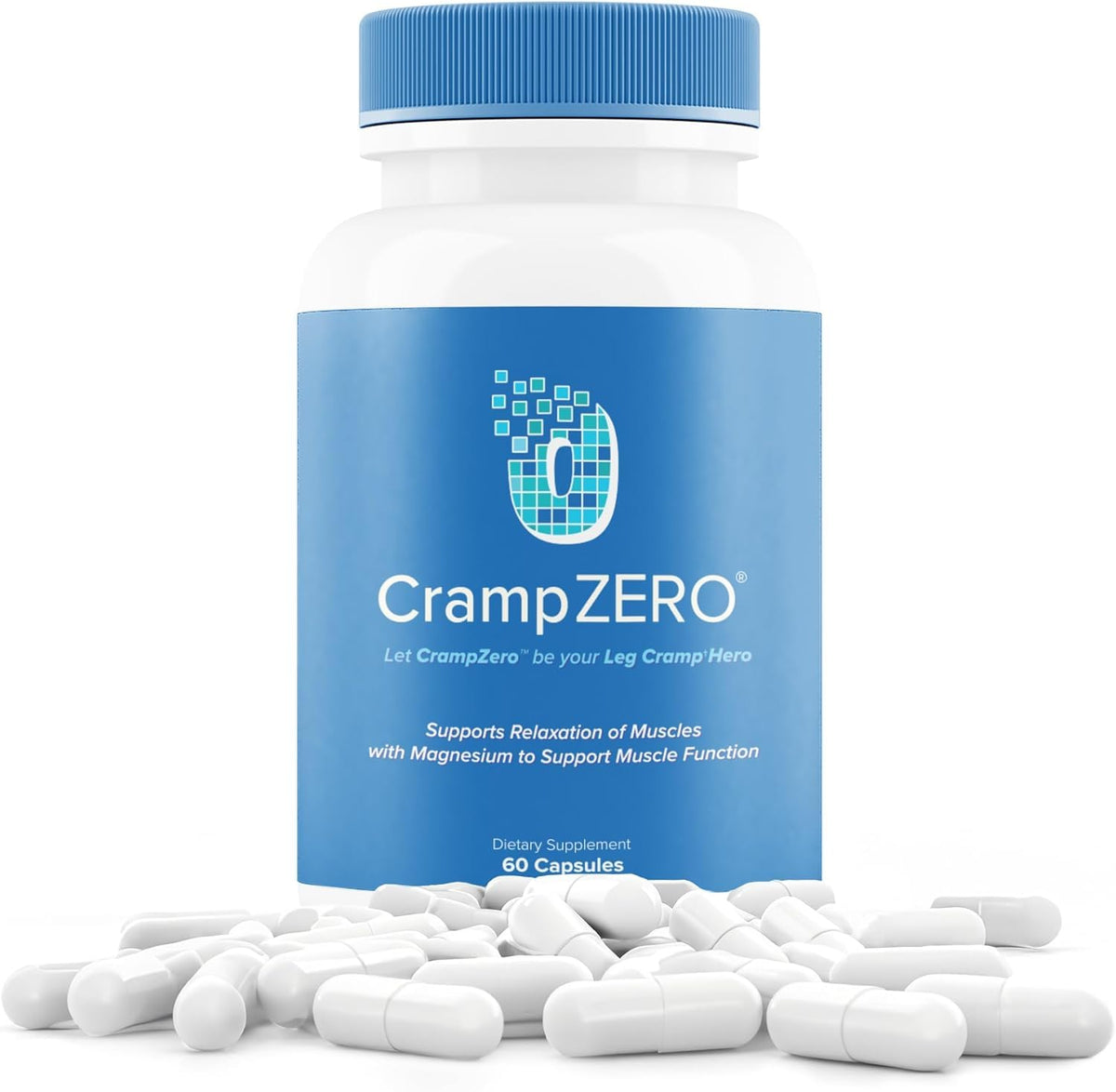 CrampZero Magnesium for Leg Cramps at Night – Potassium Magnesium Supplement with Calcium and Vitamin D3, Supports Muscle Relaxation and Function, Night Leg Cramps Relief, 60 Capsules CrampZeroBuy Supplements Australia
