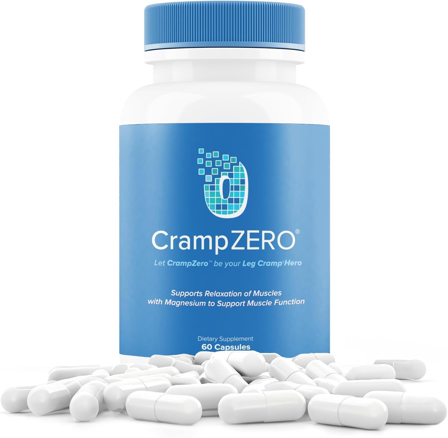 CrampZero Magnesium for Leg Cramps at Night – Potassium Magnesium Supplement with Calcium and Vitamin D3, Supports Muscle Relaxation and Function, Night Leg Cramps Relief, 60 Capsules CrampZeroBuy Supplements Australia