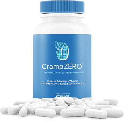CrampZero Magnesium for Leg Cramps at Night – Potassium Magnesium Supplement with Calcium and Vitamin D3, Supports Muscle Relaxation and Function, Night Leg Cramps Relief, 60 Capsules CrampZeroBuy Supplements Australia