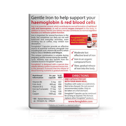 Feroglobin Iron Capsule Helps to reduce tiredness and fatigue FeroglobinBuy Supplements Australia