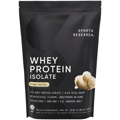Sports Research Whey Protein Isolate - Sports Nutrition Protein Powder 25g per Serving - 2.06lb Bag Whey Protein - Vanilla Flavor - Bulk Protein Powder, 26 Servings Sports Research buy supplements Au