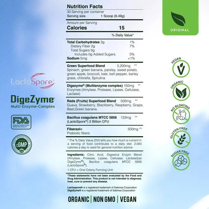 Blossom SuperGreens Probiotics – Digestive Enzymes with Pre/ProBiotics for Bloating Relief – 30+ SuperGreens & SuperReds to Boost Energy –Organic, Gluten-Free, No Fiber, 0g Sugar (Lemon Citrus) BRANIA buy supplements Au