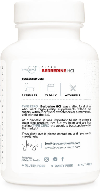Type Zero Berberine HCL 1200mg 60 Capsules - Clean, Non-GMO, Gluten Free Supplement Type ZeroBuy Supplements Australia