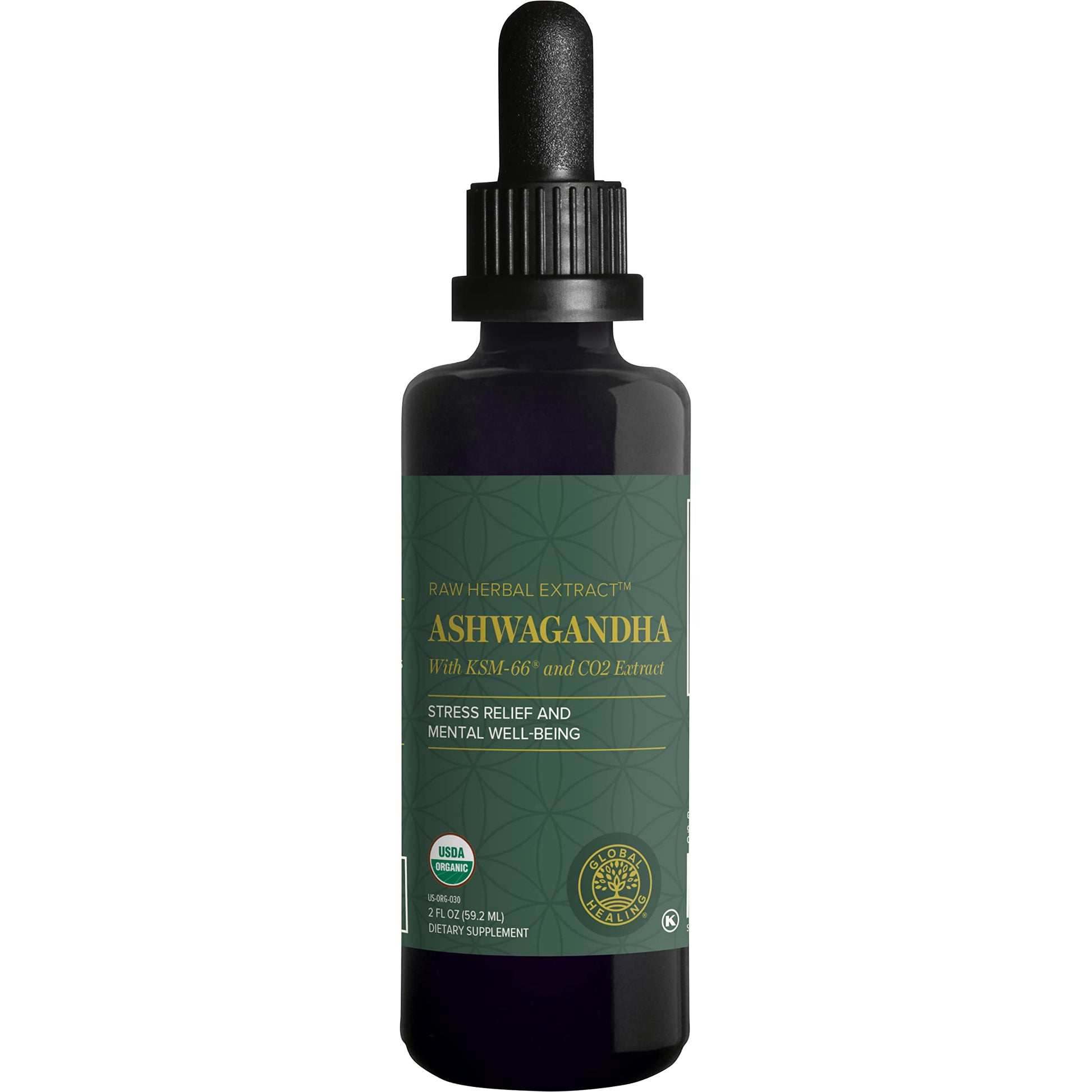Global Healing Center - Organic Ashwagandha Supplements Drops - KSM-66 Ashwagandha Extra Strength for Men & Women, Helps Promote Relief from Stress, Mood Support, Organic (2 Fl Oz) Global Healing CenterBuy Supplements Australia