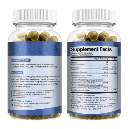 (2 Packs) Sugar Free Ashwagandha Filled Gummies w/Vitamin D3, Magnesium Glycinate, Rhodiola, Ultra Strength Ashwa Root Supplements for Women & Wen, for Relaxation, Energy, Cortisol Gummies TotariaBuy Supplements Australia