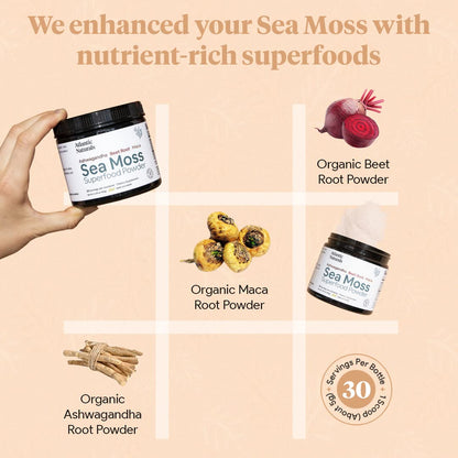 Organic Sea Moss Superfood Powder with Ashwagandha, Beet Root, and Maca Atlantic NaturalsBuy Supplements Australia
