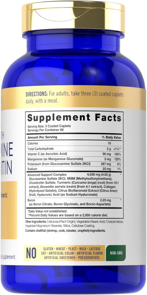 Carlyle Glucosamine Chondroitin MSM Turmeric | 200 Count | Advanced Triple Strength Supplement | Non-GMO & Gluten Free Carlyle buy supplements Au