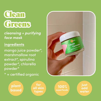 GOLDE - Clean Greens Superfood Face Mask - Made w/Chlorella & Spirulina - Great for Acne Prone, Oily & Dry Skin, Hydrating - Gentle Cleanser - Vegan - Aluminum-Free - 30g Jar GOLDEBuy Supplements Australia