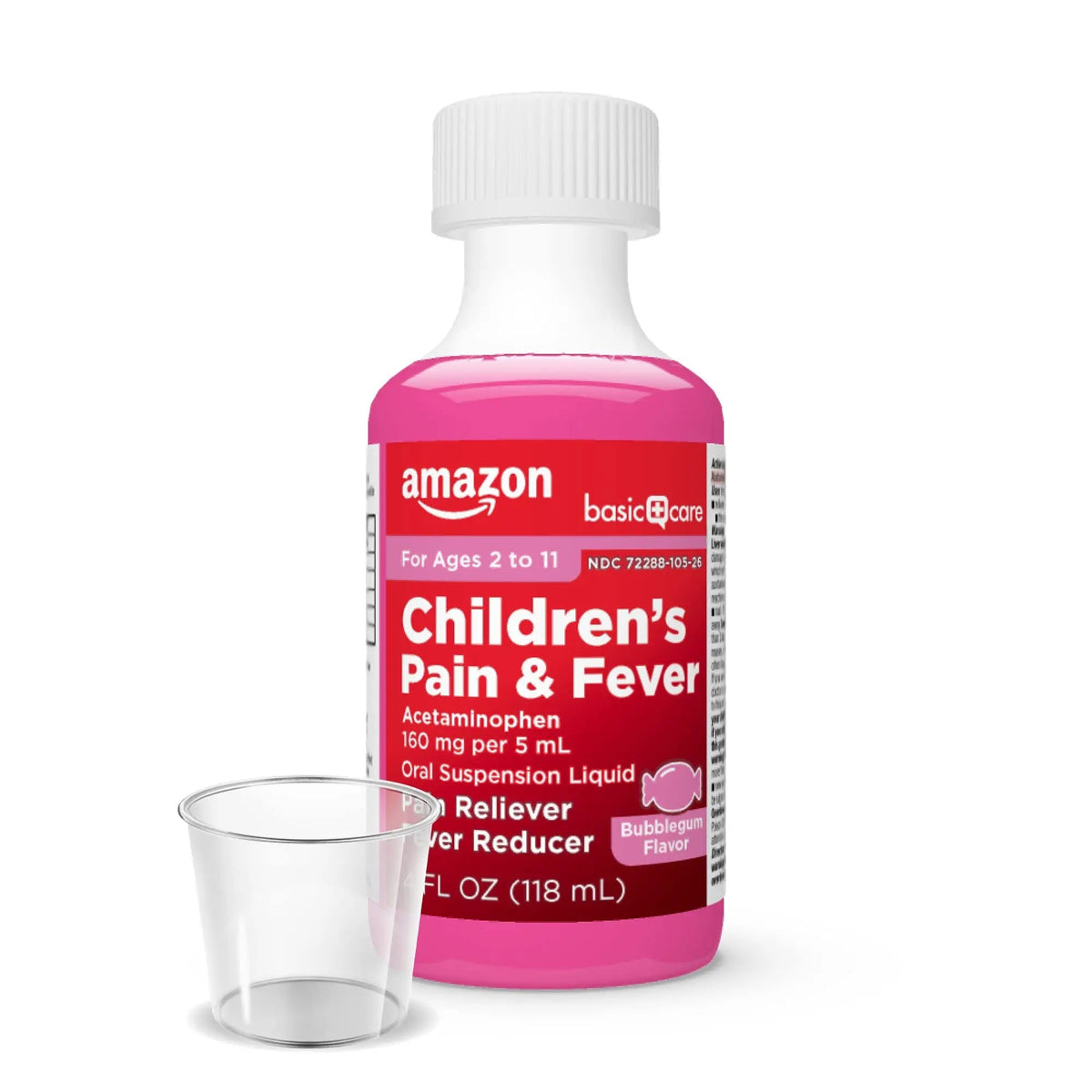 Amazon Basic Care Children's Pain Reliever and Fever Reducer, Acetaminophen 160 mg per 5 ml, Bubblegum Flavor, for Headache and Sore Throat, Ages 2-11 Years, 4 fl oz Amazon Basic CareBuy Supplements Australia