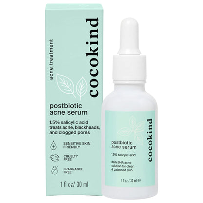 Cocokind Postbiotic Acne Serum, Salicylic Acid Serum and BHA Liquid Exfoliant - Exfoliating, Brightening and Hydrating Serum CocokindBuy Supplements Australia