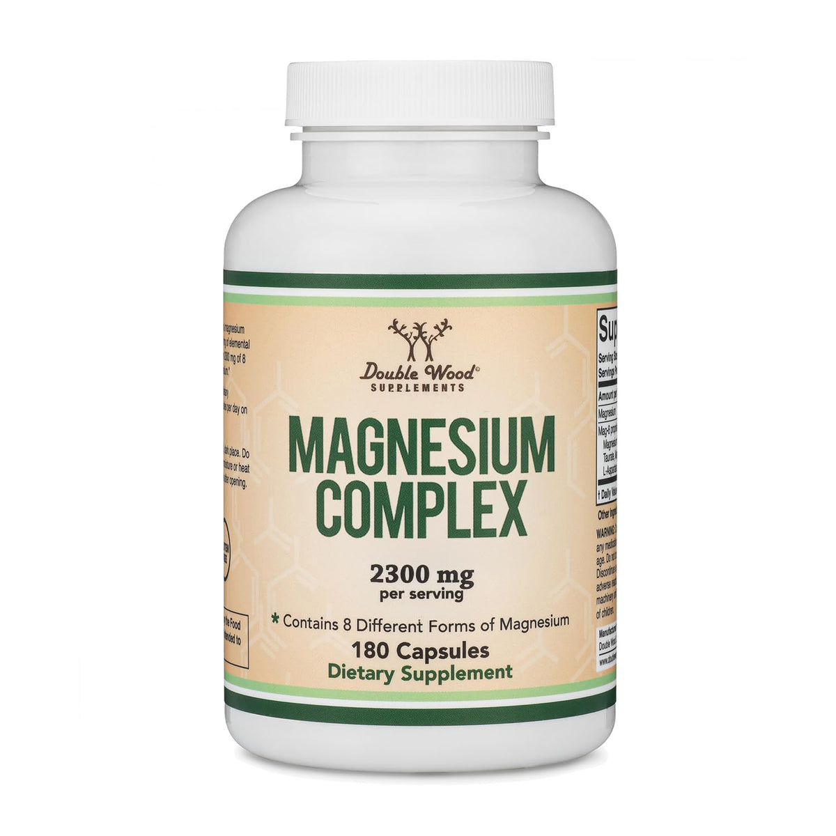 Magnesium Complex Supplement 180 Capsules (426mg Elemental Magnesium Provided by 2,300mg of Eight Different Forms of Magnesium) MAG-8 Provides 100% Daily Recommended Value of Magnesium by Double Wood Double Wood SupplementsBuy Supplements Australia