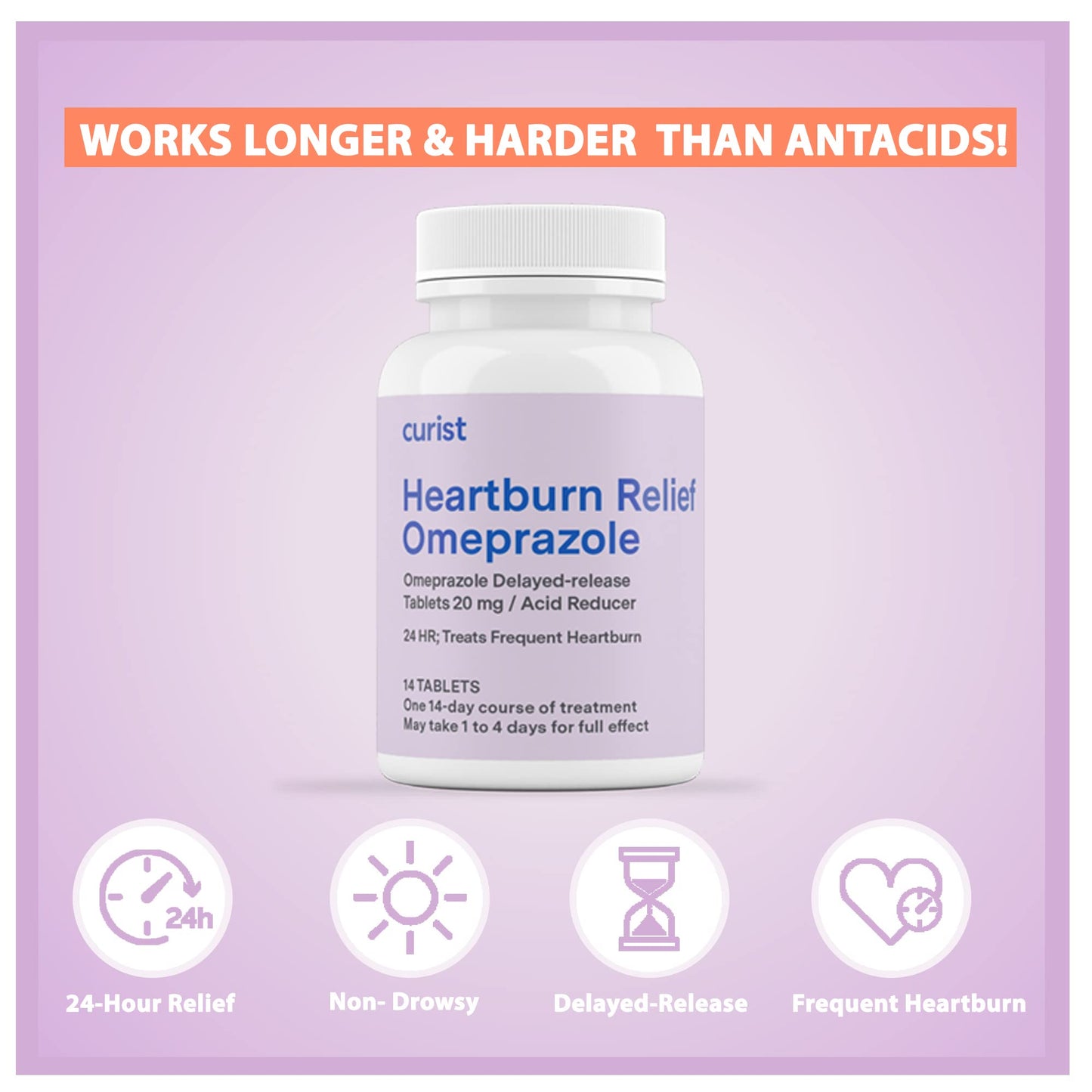 Curist Omeprazole 20mg Tablets - 42 Count Delayed-Release Tablets - Acid Reflux Medicine for Heartburn Relief Curist buy supplements Au