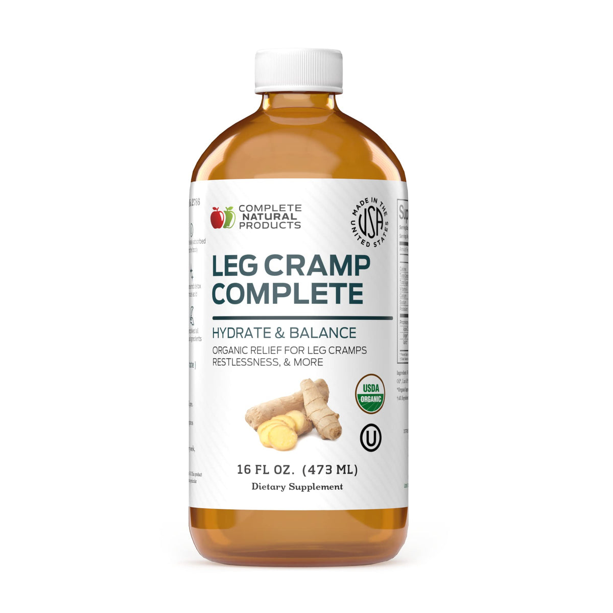Organic Amish Leg Cramp Relief Liquid 16oz - Natural Muscle and Foot Support Supplement with Apple Cider Vinegar, Ginger, Garlic, Aloe, Fast Cramp Reducing Formula, Certified Organic, Made in USA Complete Natural ProductsBuy Supplements Australia