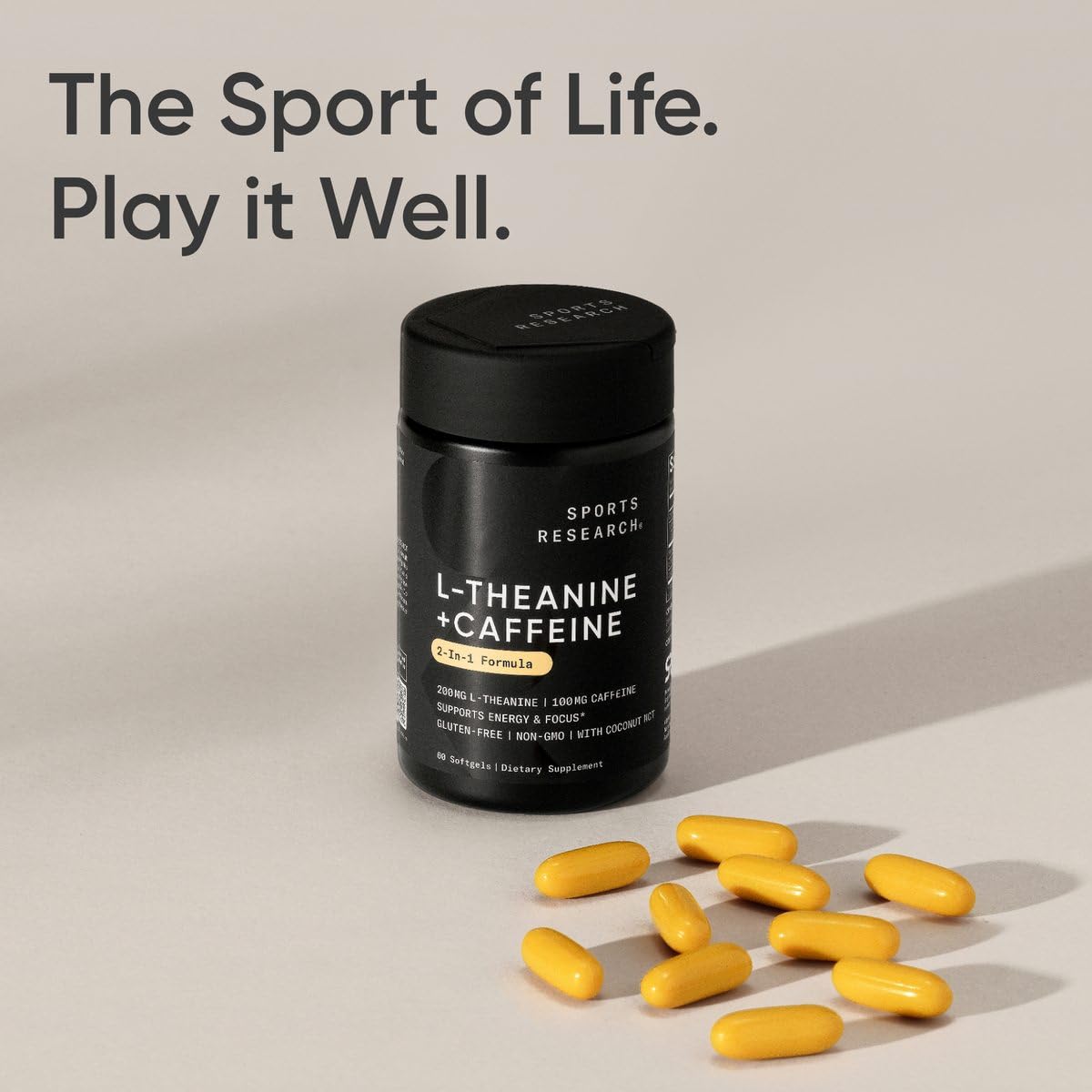 Sports Research L-Theanine Supplement with Caffeine & Coconut MCT Oil - Focused Energy, Alertness & Relaxation Without Drowsiness - 200mg L Theanine, 100mg Organic Caffeine - 60 Liquid Softgels Sports ResearchBuy Supplements Australia