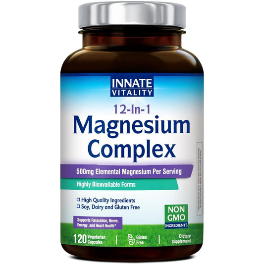 Innate Vitality 12-in-1 Magnesium Complex, 500 mg Elemental Mag, with Magnesium Glycinate Malate Taurate Aspartate & More, Innate Vitality canada supplements