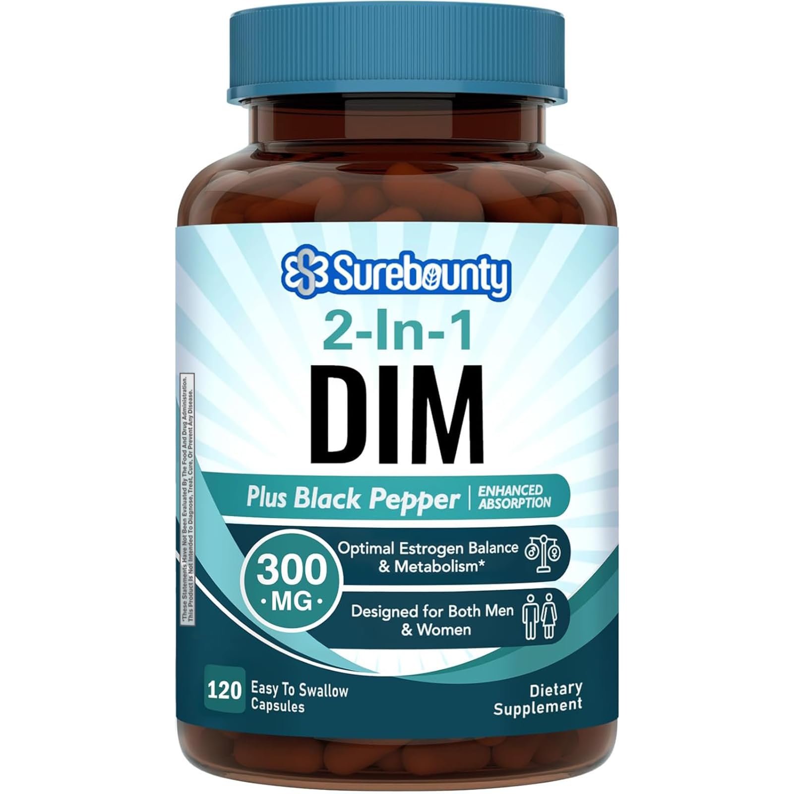 Surebounty DIM Supplement 300mg for Women & Men, Estrogen Balance & Metabolism, Hormone Balance, Menopause Support, Energy Maintainence, High Absorption with Black Pepper Extract, 120 Caps SurebountyBuy Supplements Australia