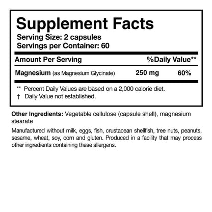 Researched Nutritionals Magnesium Glycinate Capsules - 125mg High Absorption Magnesium Glycinate Supplement to Support Healthy Bones and Energy Production - Vegan & Non-GMO (120 Capsules) Researched NutritionalsBuy Supplements Australia