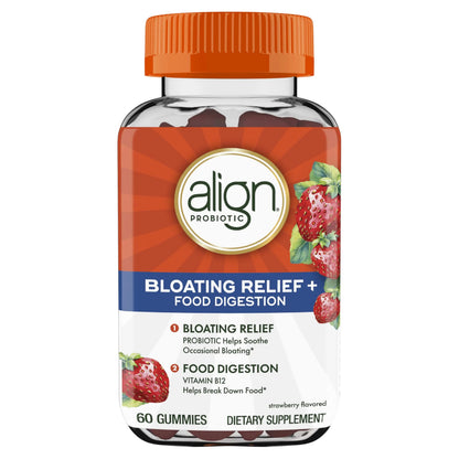 Align Probiotic, Bloating Relief + Food Digestion, Probiotics for Women and Men, Probiotic Helps Soothe Occasional Bloating*, With Vitamin B12 to Help Break Down Food into Cellular Energy*,60 Gummies AlignBuy Supplements Australia