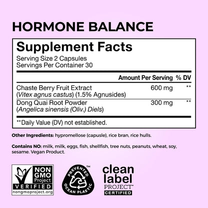 HUM Hormone Balance for Women, Supplement for Women's Health with Chasteberry & Dong Quai, Support for PMS Symptoms, Cramps, Irritability, Hormonal Balance, Monthly Support, 60 Capsules HUMBuy Supplements Australia