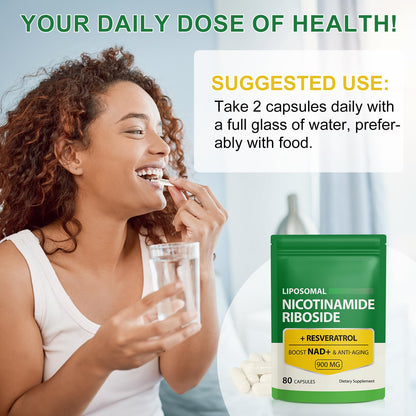 Daiasns NAD+ Supplement 900mg - Liposomal Nicotinamide Riboside & Resveratrol, Supports Muscle, Brain, Cellular Energy - NMN Supplement Alternative for Men and Women, 80 Capsules (Pack of 1) DaiasnsBuy Supplements Australia