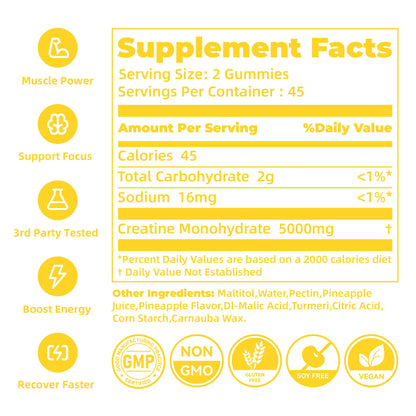 novomins Creatine Monohydrate Gummies for Men & Women, Chewables Creatine Monohydrate for Muscle Strength, Muscle Builder, Energy Boost, Pre-Workout Supplement