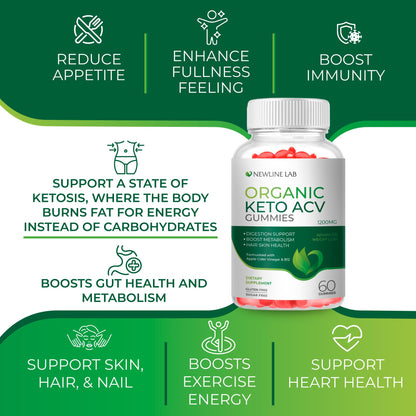 Organic Keto ACV Gummies for Advanced Weight Loss Fat Burn - Sugar Gluten Free Apple Newline LabBuy Supplements Australia