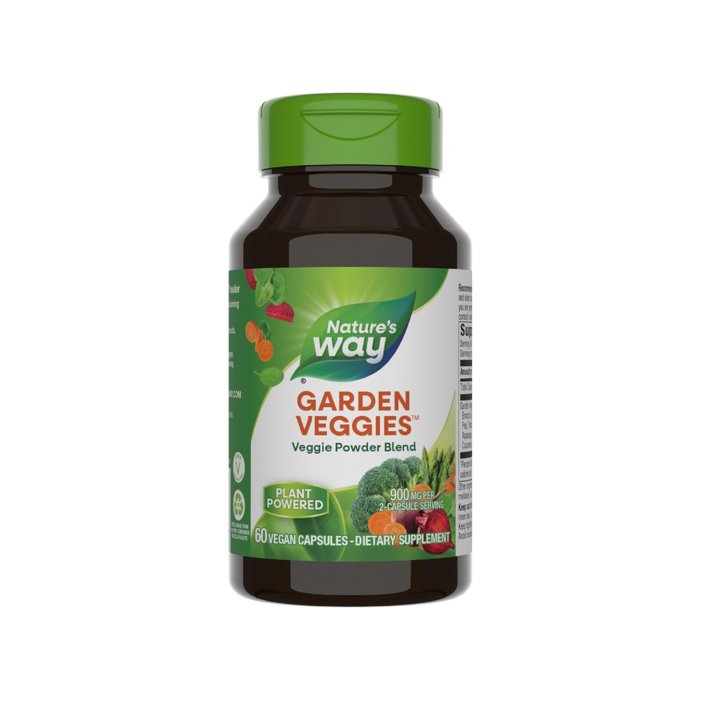 Nature’s Way Garden Veggies, Vegetable Supplement Capsules, Plant-Powered Powder Blend Made with 12 Different Vegetables, Green Superfood Veggie Blend