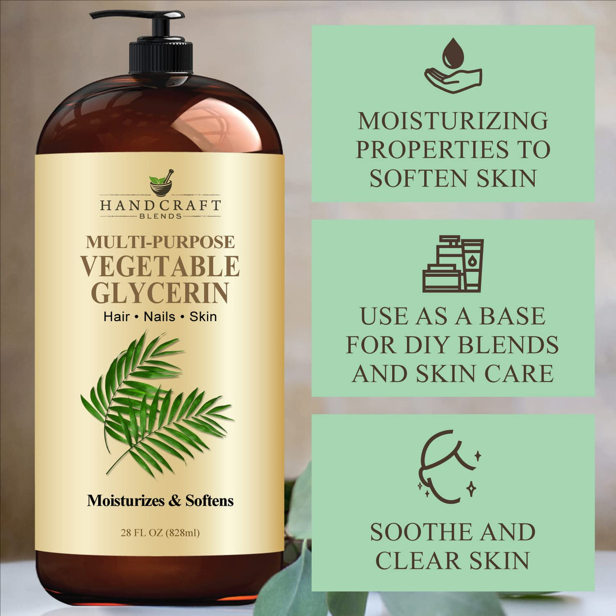Handcraft Blends Vegetable Glycerin for Skin and Hair 28 oz - Pure Vegetable Glycerin Liquid Handcraft BlendsBuy Supplements Australia