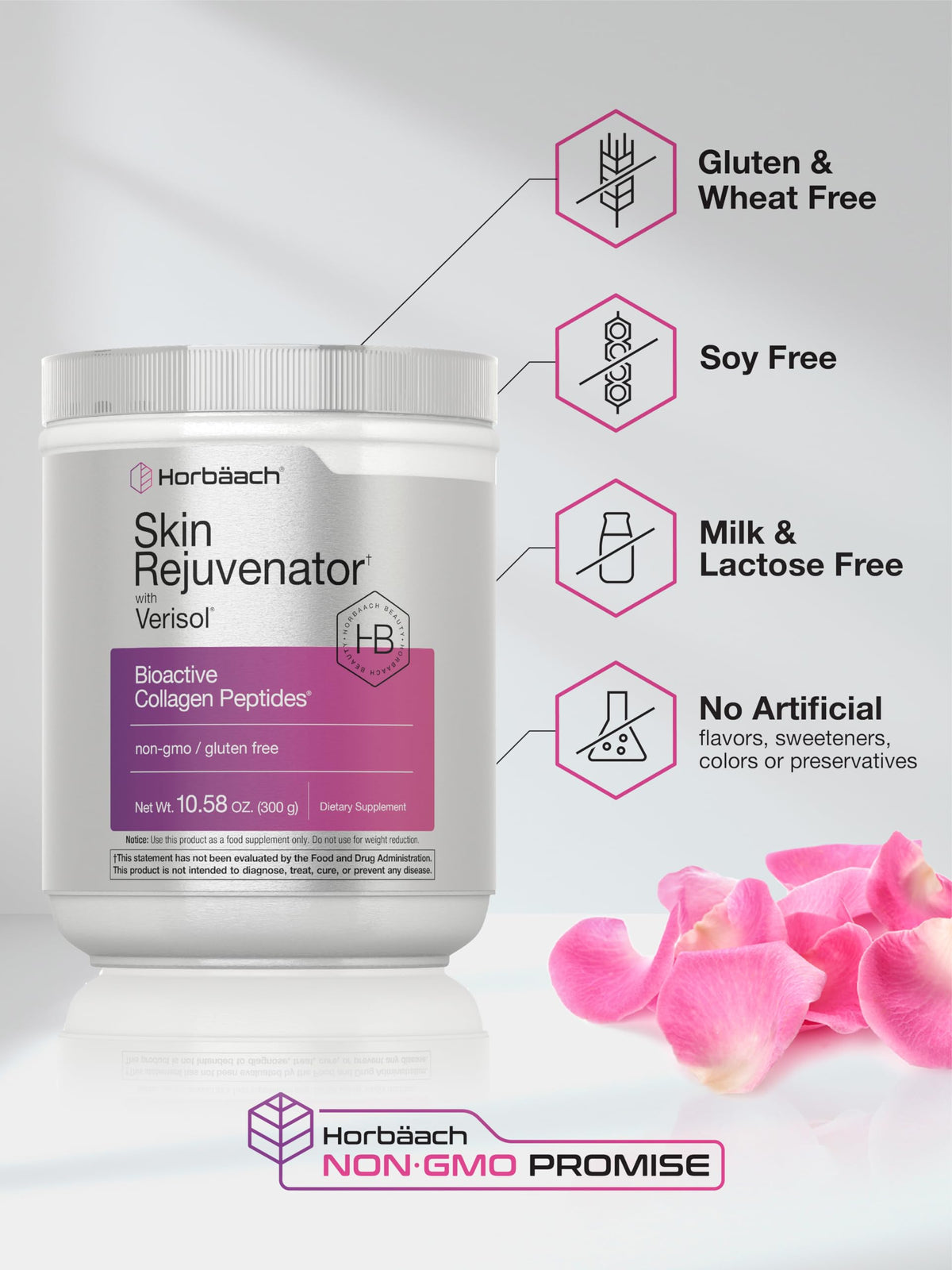 Horbäach Skin Rejuvenator with Verisol 10.58 oz | Bioactive Collagen Peptide Powder | Types I and III | Non GMO, Gluten Free Supplement HorbäachBuy Supplements Australia