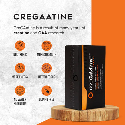 CreGAAtine Micronized Creatine Monohydrate + GAA | Increase Strength, No Water Retention | Boosts Memory & Focus | Single-Serve Packets | 60 Sachets, 30 Servings | (Sachets, Orange) CreGAAtineBuy Supplements Australia