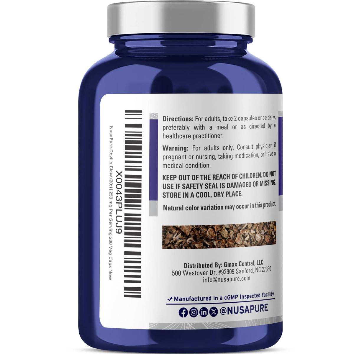 NusaPure Devil's Claw 20:1 Extract, 250 mg Equivalent to 5000mg, 200 Veggie Capsules, Concentrated Root Extract, Devils Claw Herbal Supplement, Non-GMO, Vegan Supplement NusaPureBuy Supplements Australia