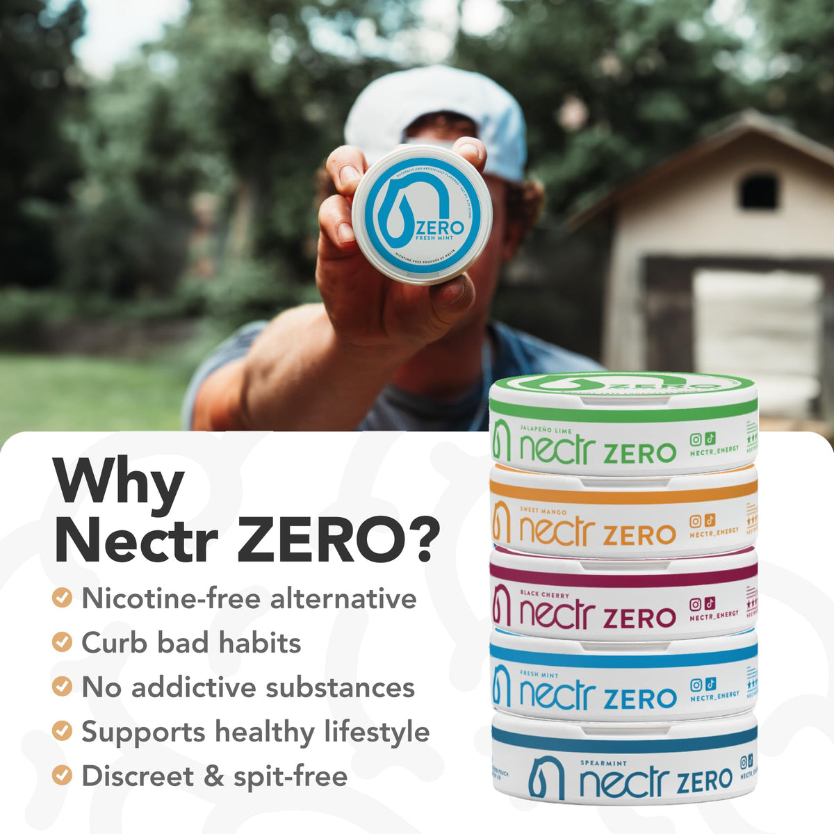 Nectr Energy Zero Pouches - No Caffeine, No Sugar, Zero Calories Mini Pouches for Oral Fixation and Stress Relief - 4 Pucks of 20 - Sweet Mango Flavor NectrBuy Supplements Australia
