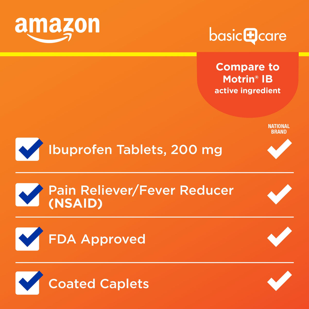 Amazon Basic Care Ibuprofen Tablets, 200 mg, Pain Reliever/Fever Reducer for Headache, Backache, Menstrual Pain and Body Aches, 100 Count Amazon Basic Care buy supplements Au