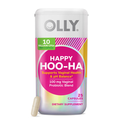 OLLY Happy Hoo-Ha Capsules, Probiotic for Women, Vaginal Health and pH Balance, 10 Billion CFU, Gluten Free - 25 Count OLLYBuy Supplements Australia