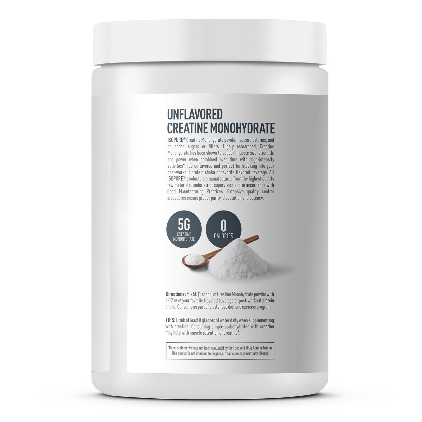 Isopure 100% Pure Creatine Monohydrate Powder, Sugar Free, Unflavored, 5g Creatine Monohydrate Per Serving, 1.1 Lbs, Isopure canada supplements