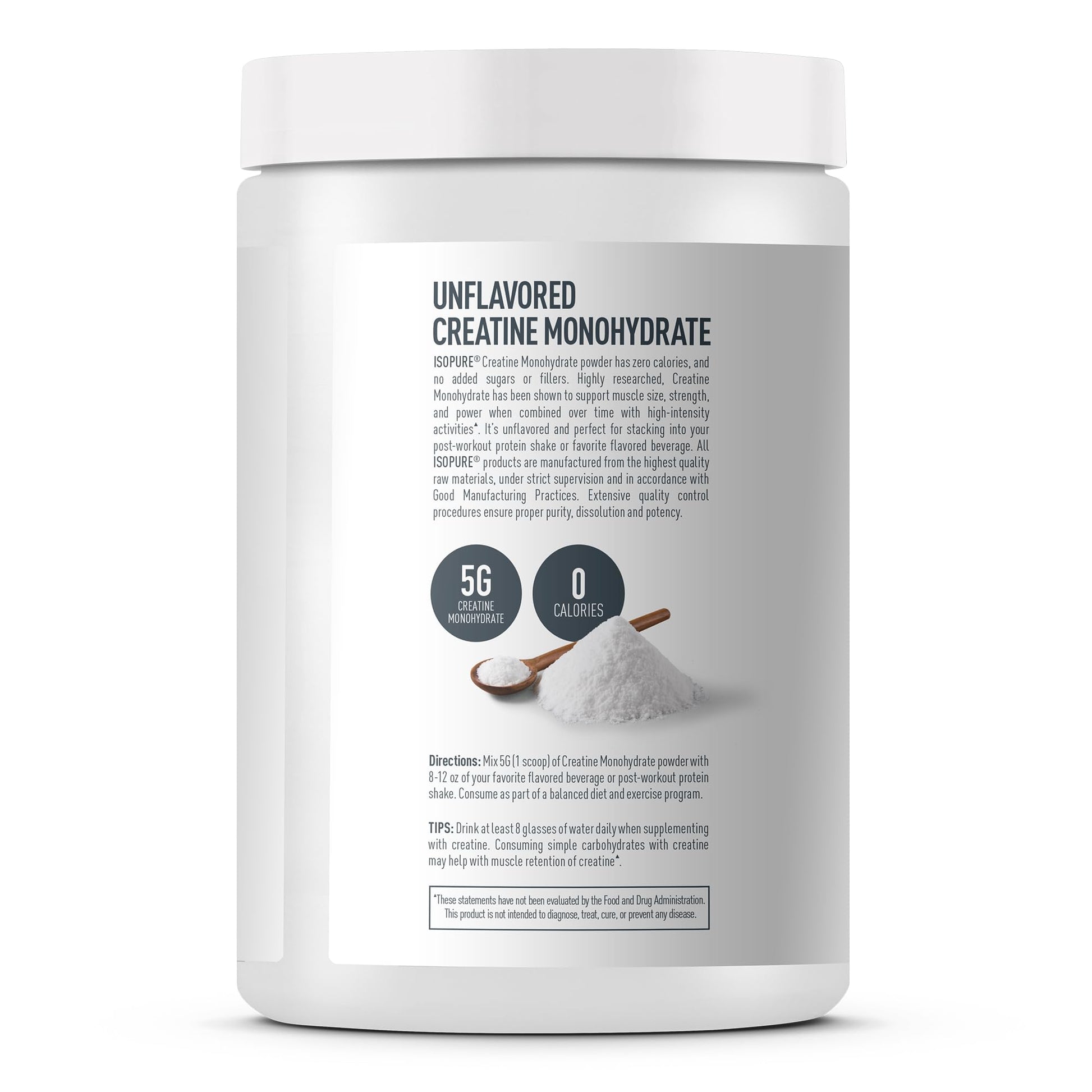 Isopure 100% Pure Creatine Monohydrate Powder, Sugar Free, Unflavored, 5g Creatine Monohydrate Per Serving, 1.1 Lbs, Isopure canada supplements