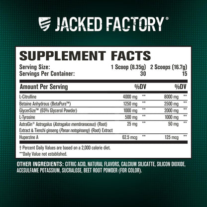 Jacked Factory Pumpsurge Caffeine Free Pre Workout for Men & Women - Booster & Stim Free Pre Workout - Intense Pumps, Enhanced Focus - 30 Servings, Cherry Limeade 8.83oz