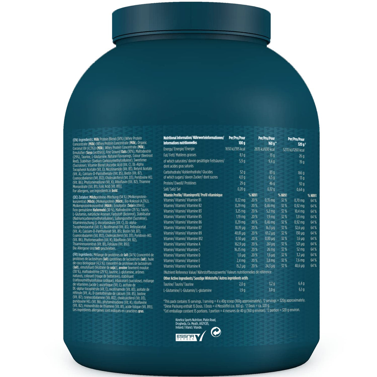 Kinetica OatGain Weight Gainer 600+ Calories & 47g Protein per Serving, 2.4 kg KineticaBuy Supplements Australia