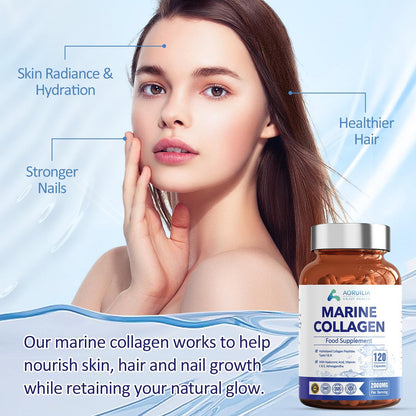 Marine Collagen Supplements for Women Men 2000mg 120 Capsules Hyaluronic Acid, Vitamin C, Vitamin E, & Ashwagandha AoruiliaBuy Supplements Australia