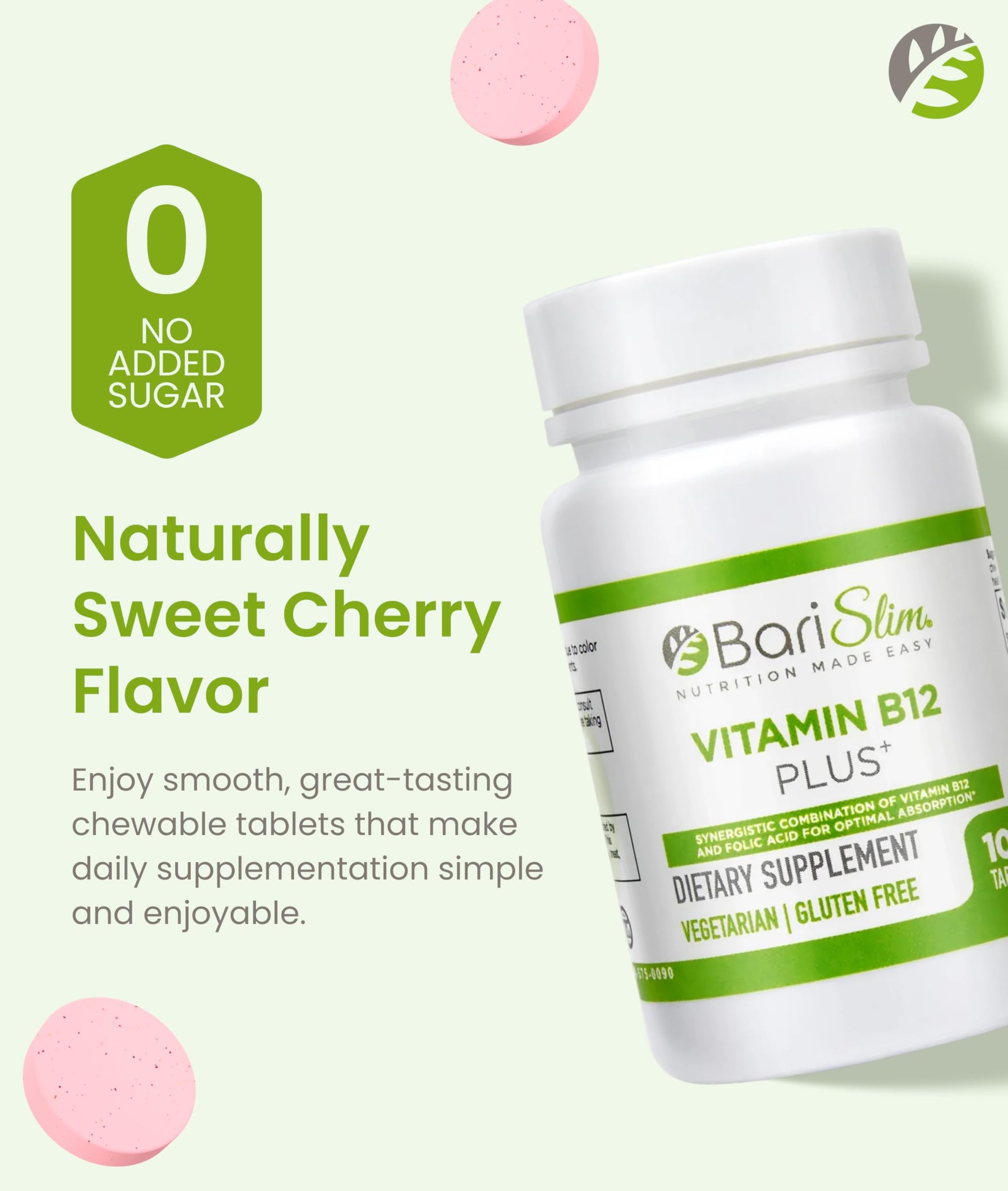 BariSlim Vitamin B12 Plus Tablets - Bariatric Formulated for Post Weight Loss Surgery, Including Gastric Bypass & Gastric Sleeve - Supports Energy Levels & Overall Health | Cherry Flavor BariSlim buy supplements Au