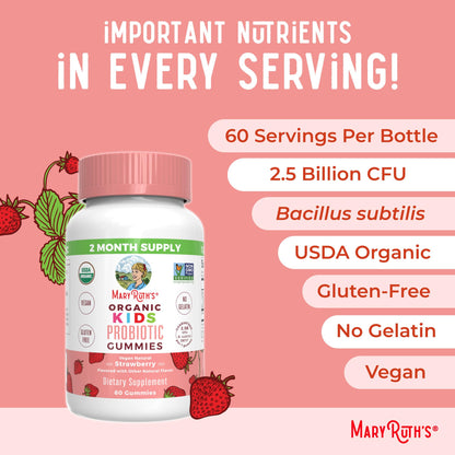 MaryRuth Organics Kids Probiotics for Digestive Health | USDA Probiotic Gummies | 2 Month Supply | Kids Probiotics | Immune Support | Gut Health Supplement | Vegan | Non-GMO | Gluten Free | 60 Count MARYRUTH'SBuy Supplements Australia