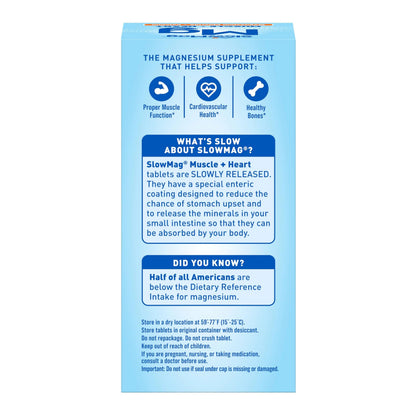 SlowMag Muscle & Heart Magnesium Chloride Supplement with Calcium, 120 Count, Supports Muscle Relaxation, Heart, Nerve & Bone Health, High Absorption Slow-MagBuy Supplements Australia