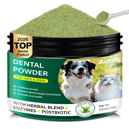 Dog Dental Powder for Teeth Cleaning Plaque & Bad Breath Off, Dental Powder for Dogs Teeth with Natural Herbal Blend & Postbiotics, Dog Teeth Cleaning Powder with Enzymes for Dogs & Cats (3.5oz) AUROSBuy Supplements Australia