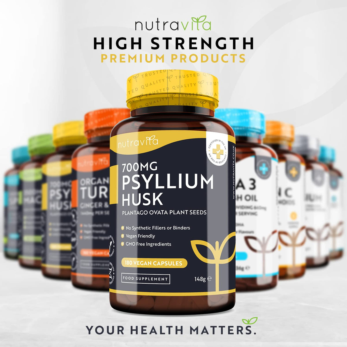 Psyllium Husks Fibre Supplement – 1400mg per Serving – Naturally High in Soluble Fibre NutravitaBuy Supplements Australia