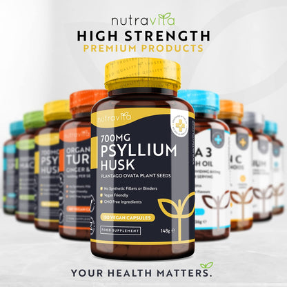 Psyllium Husks Fibre Supplement – 1400mg per Serving – Naturally High in Soluble Fibre NutravitaBuy Supplements Australia