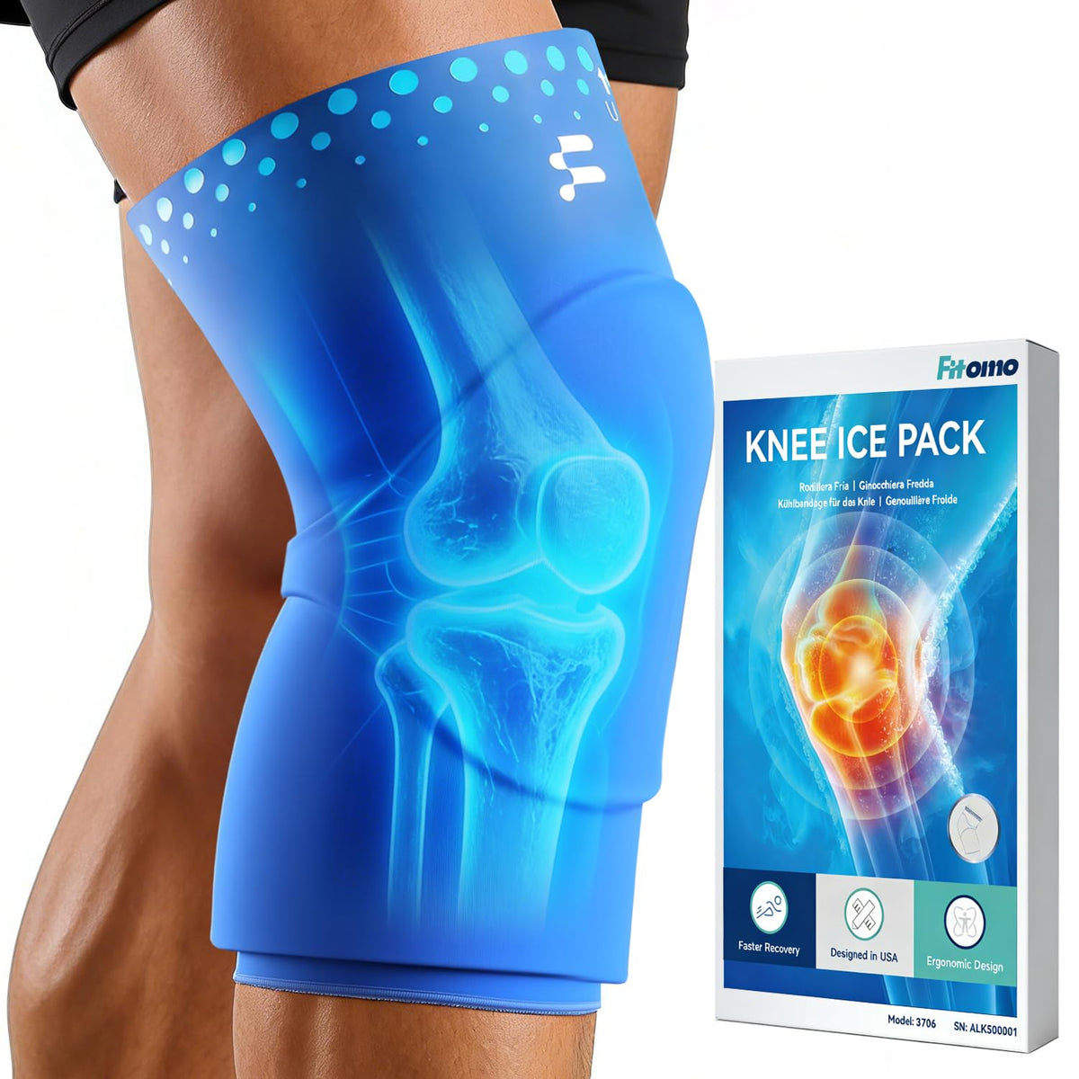 Fitomo Knee Ice Pack Wrap Sleeve Thickened Core for Knee Pain, Targeted Swelling Relief During Recovery, Soft Flexible Gel, No Slip Compression Fit, Reusable Hot Cold Therapy for Post Activity, M Fitomo buy supplements Au